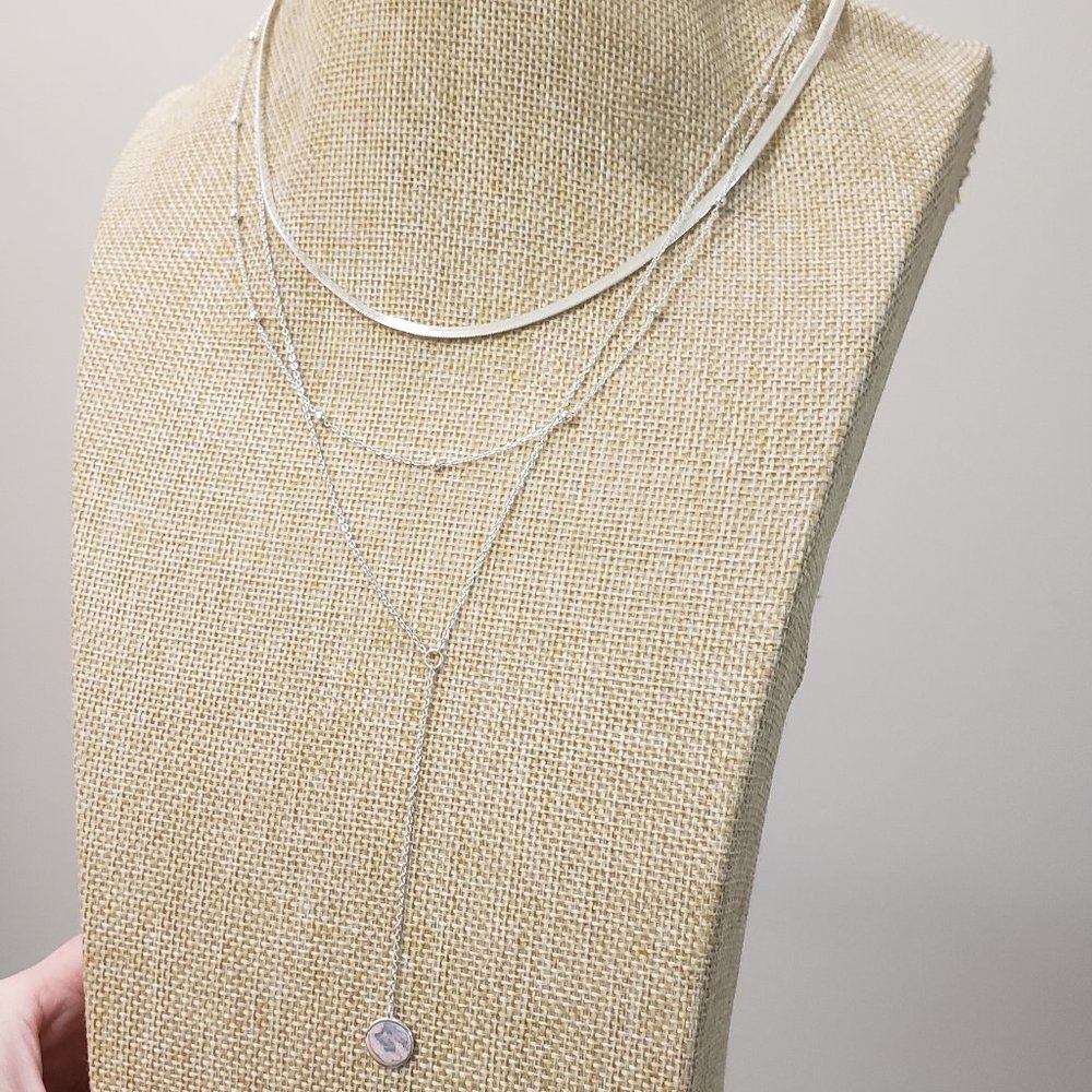Essentials, NWT, 3 layer, 3 sizes, 3 styles, silver plated 17" necklace